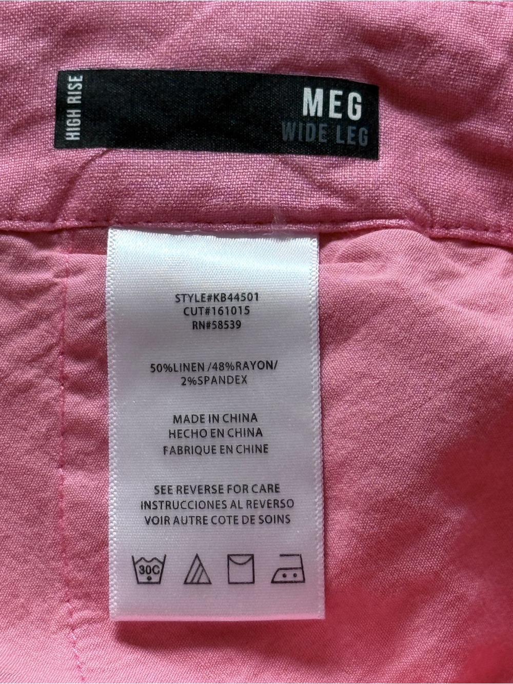 Kut from the Kloth Pink Wide-Leg Linen Blend Pants - Picture 3 of 4